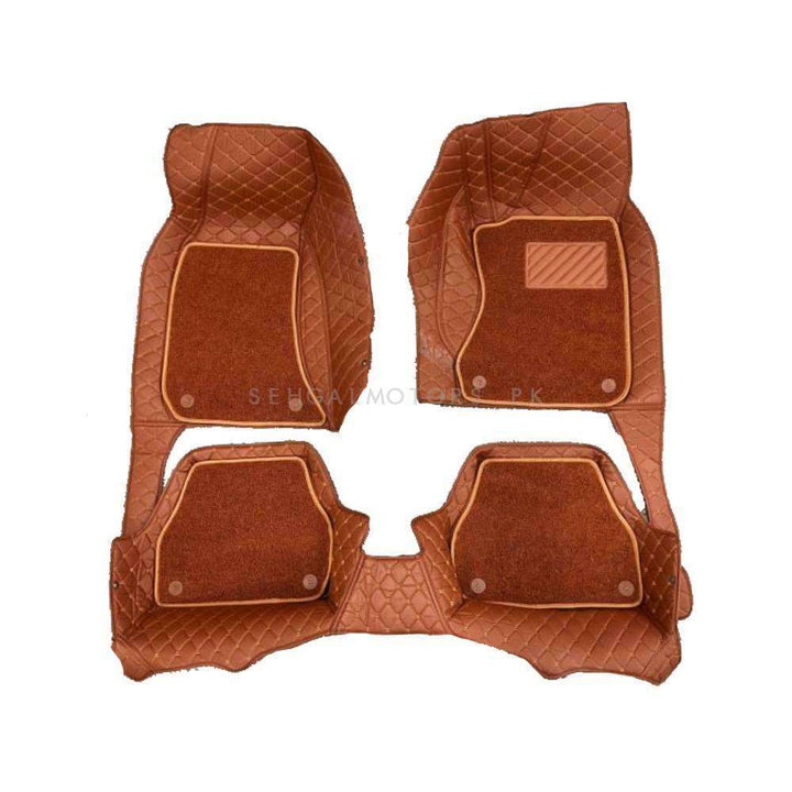 Audi A6 9D Floor Mats Mix Thread Brown With Brown Grass 3 Pcs - Model 2011-2018