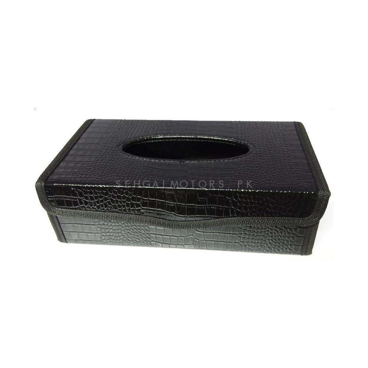 Car Leather Style Tissue Holder Case Box - Black