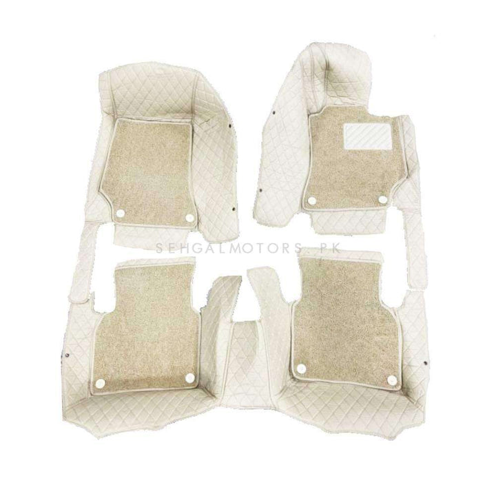 Mercedes Benz C-Class 9D Floor Mats Mix Thread Beige With Beige Grass 3 Pcs - Model 2014-2018