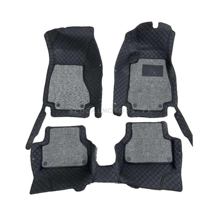 Audi A5 9D Floor Mats Mix Thread Black With Grey Grass 3 Pcs - Model 2017-2018