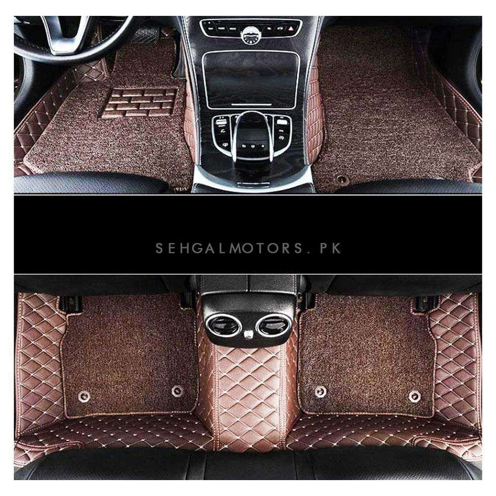 Proton X70 9D Floor Mats Mix Thread Brown With Brown Grass 3 Pcs - Model 2021-2024