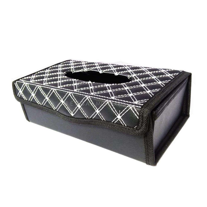 Car Tissue Box with white Stitch