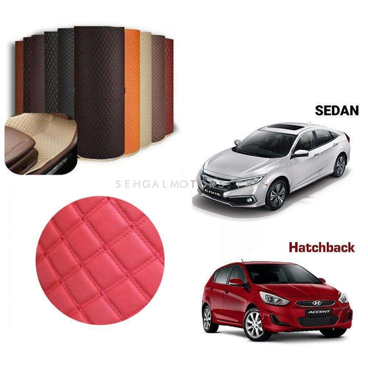 7D Red Red Floor Matting For Sedan Hatchback Cars 7FT