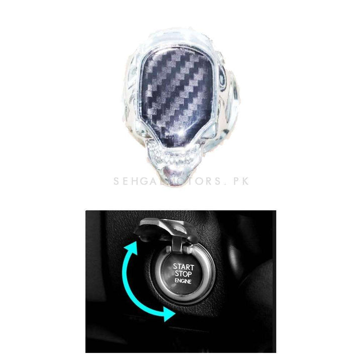 Skull Car Engine Push Start Stop Button - Carbon Fiber