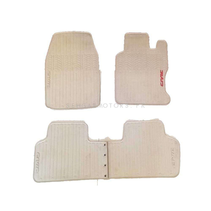 Honda Civic Custom Fit PVC Rubber Floor Mat Beige Mix Design 3 Pcs - Model 2006-2012