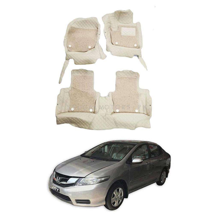 Honda City 9D Floor Mats Mix Thread Beige With Beige Grass 3 Pcs - Model 2008-2021