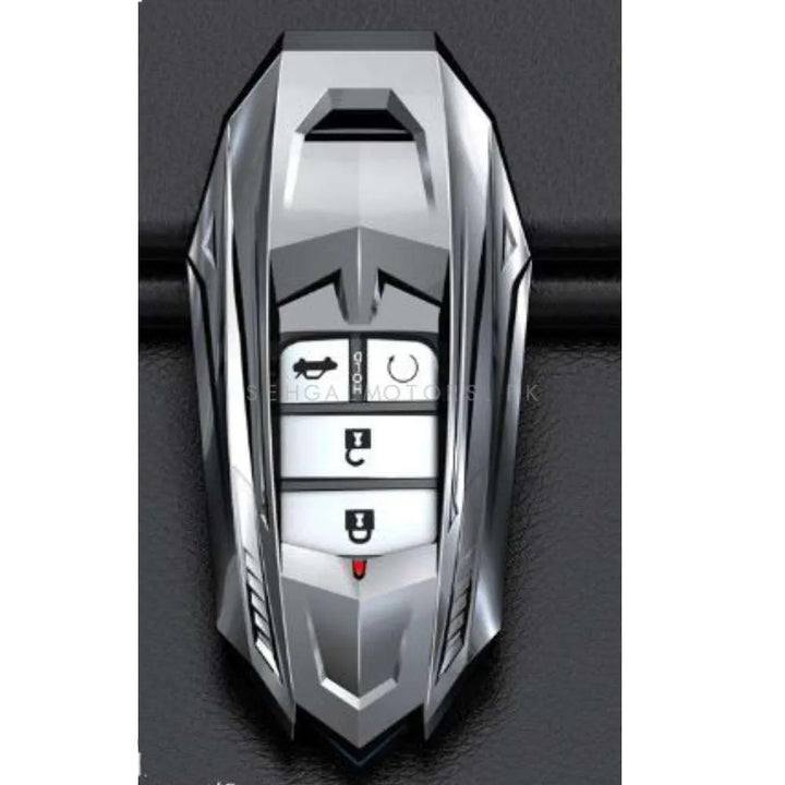 Honda Civic Replacement Key Shell Case Cover With Keychain Grey 4 Button - Model 2022-2023