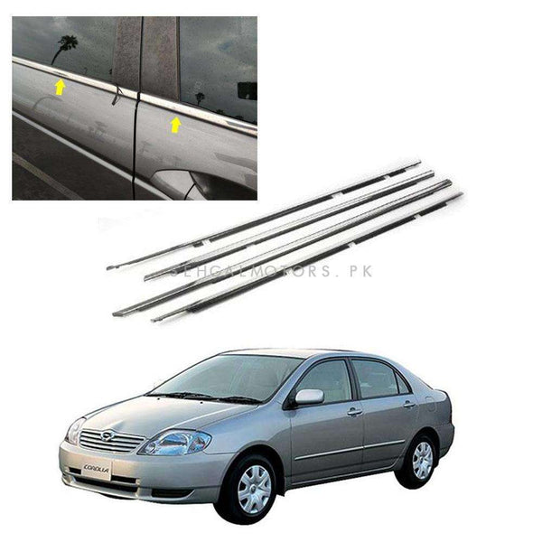 Toyota Corolla Window Chrome Weather Strips 4 Pcs - Model 2000-2005