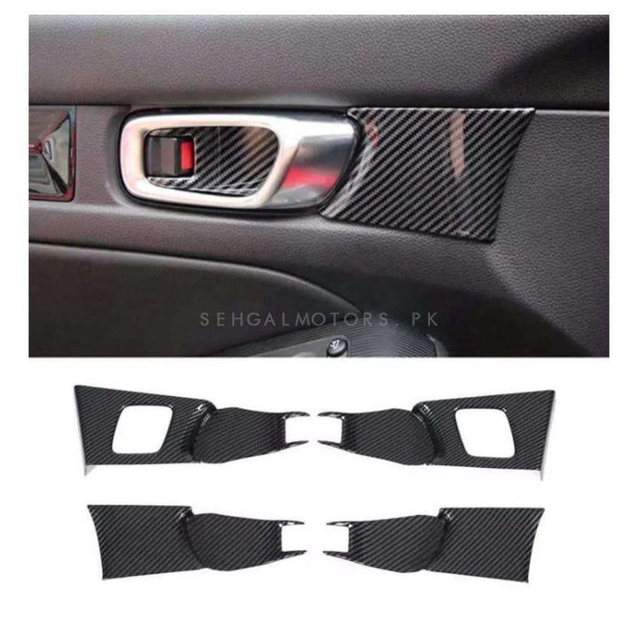 Honda Civic Inner Door Handle Cover Carbon Fiber 4 Pcs - Model 2022-2023