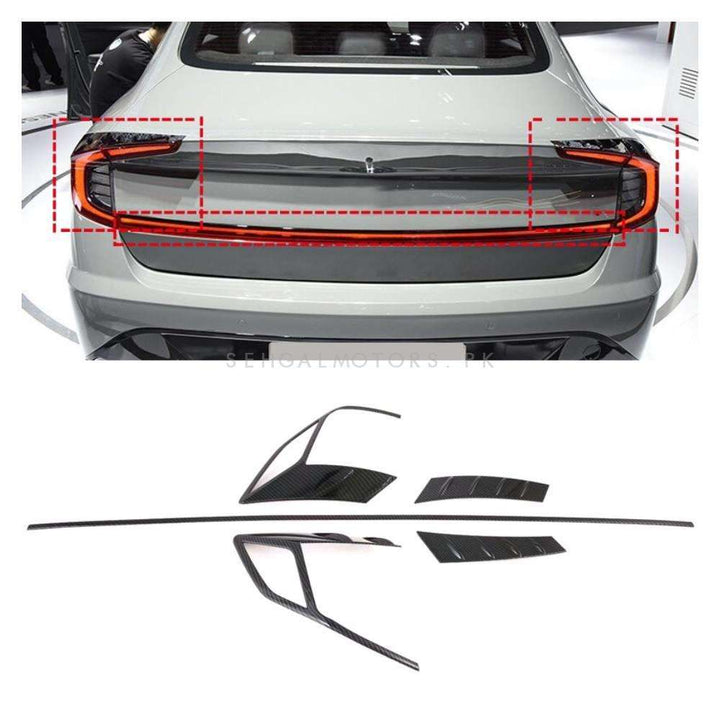 Hyundai Sonata Back Lamps Carbon Fiber Trims 5 Pcs - Model 2021-2024