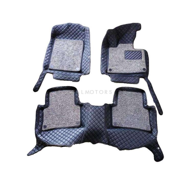 Hyundai Tucson 9D Floor Mats Mix Thread Black With Grey Grass 3 Pcs - Model 2020-2024