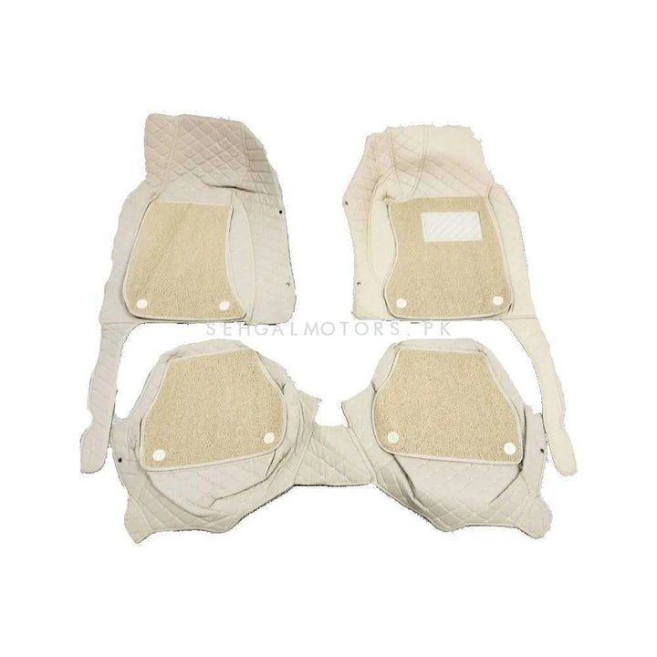 Audi A6 9D Floor Mats Mix Thread Beige With Beige Grass 3 Pcs - Model 2011-2018