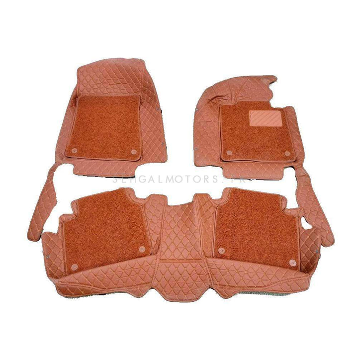 Hyundai Sonata 9D Floor Mats Mix Thread Brown With Brown Grass 3 Pcs - Model 2021-2024