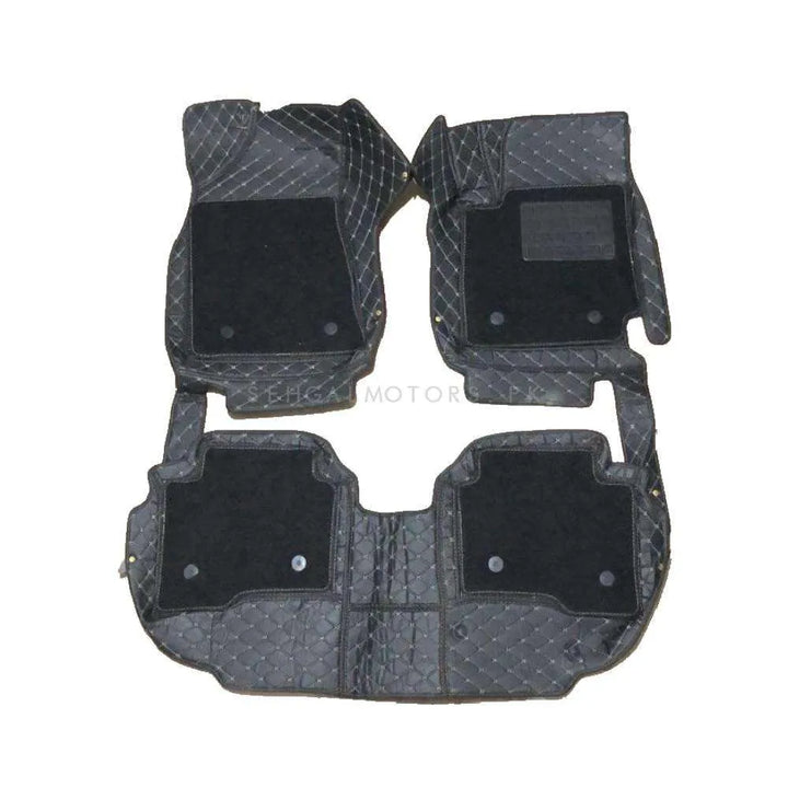 Changan Alsvin 9D Floor Mats Mix Thread Black With Black Grass 3 Pcs - Model 2021-2024