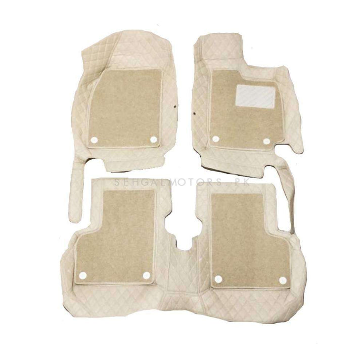 Proton Saga 9D Floor Mats Mix Thread Beige With Beige Grass 3 Pcs - Model 2021-2024