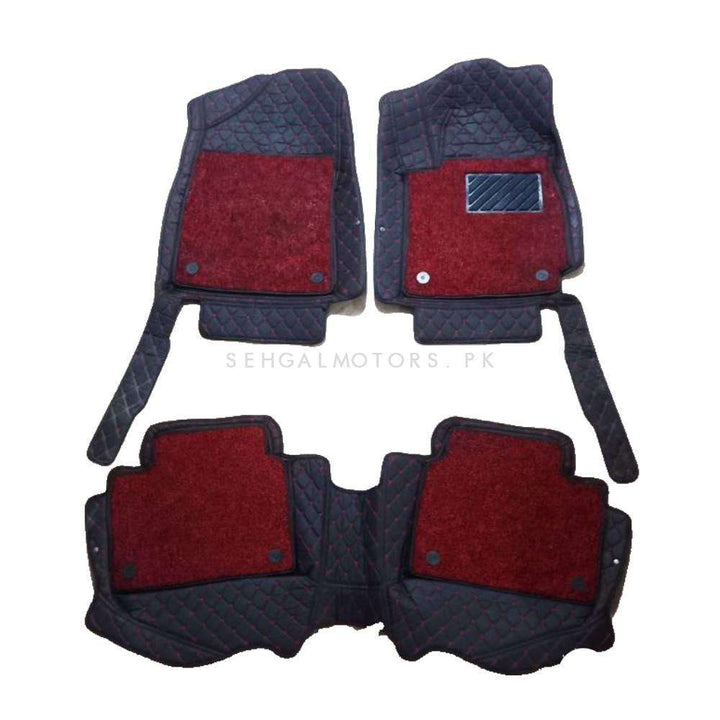 Hyundai Tucson 9D Floor Mats Mix Thread Black With Red Grass 3 Pcs - Model 2020-2024