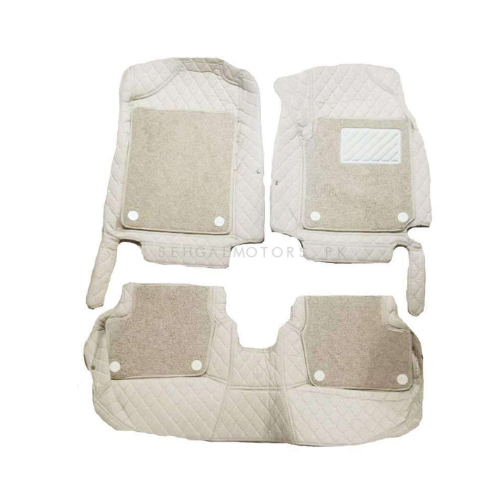 KIA Picanto 9D Floor Mats Mix Thread Beige With Beige Grass 3 Pcs - Model 2019-2024