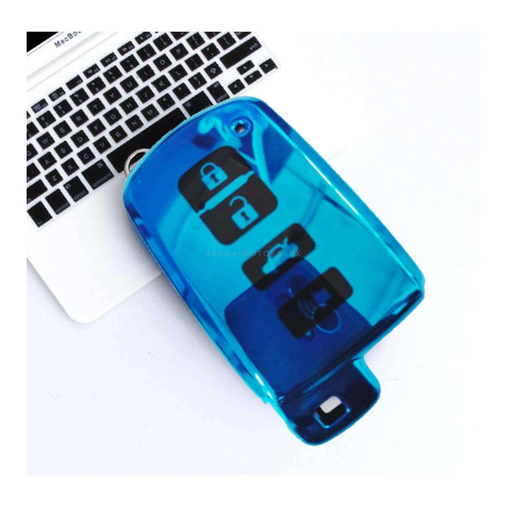 Toyota Corolla Grande TPU Plastic Protection Key Cover Blue 4 Button - Model 2021-2022