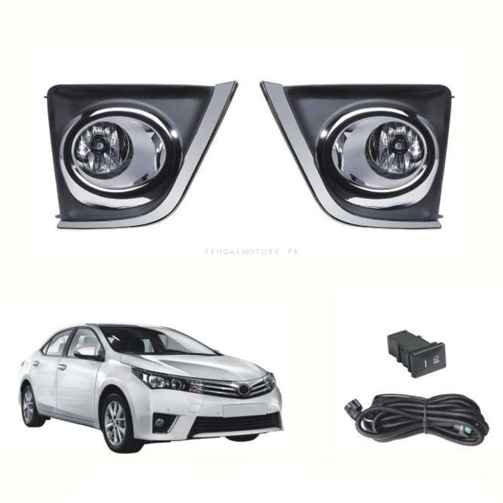 Toyota Corolla DLAA Fog Lamps Bumper Light With Complete Chrome TY-642 - Model 2014-2017