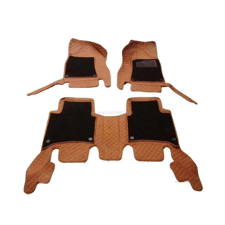 Toyota Fortuner 9D Floor Mats Mix Thread Brown With Black Grass 3PC - Model 2016-2021