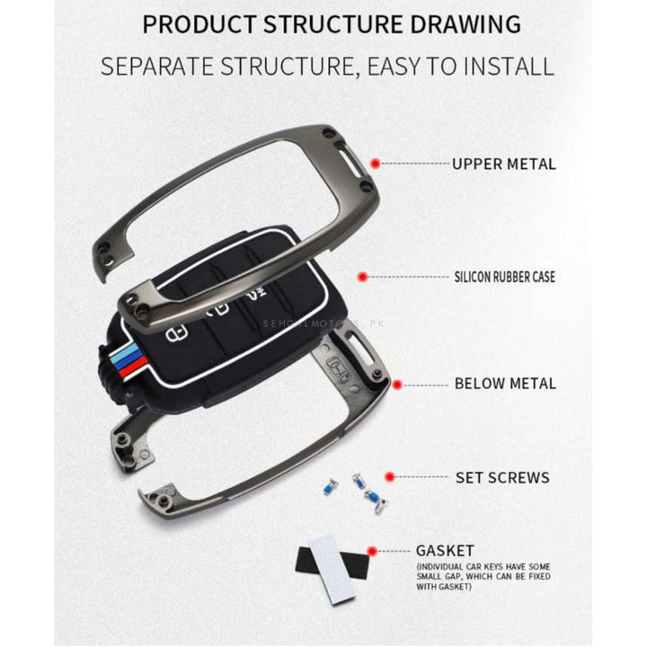 Hyundai Elantra Key Cover With Metal Shell - Model 2021-2024