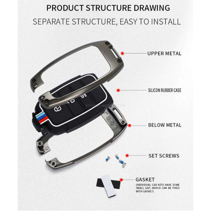 Hyundai Elantra Key Cover With Metal Shell - Model 2021-2024