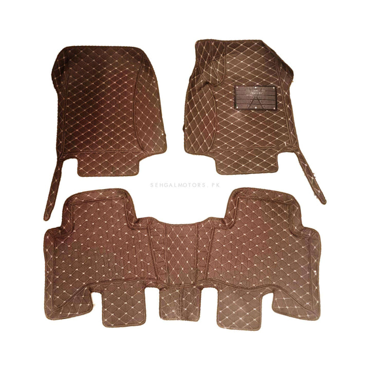 Toyota Land Cruiser 7D Floor Mats - Coffee - 3 Pcs Set - Model 2015-2021