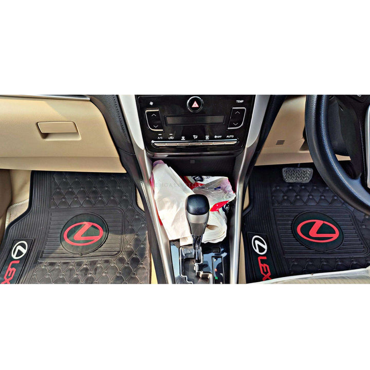 Lexus Universal PVC Rubber Floor Mat Black Red Mix Design 5 Pcs