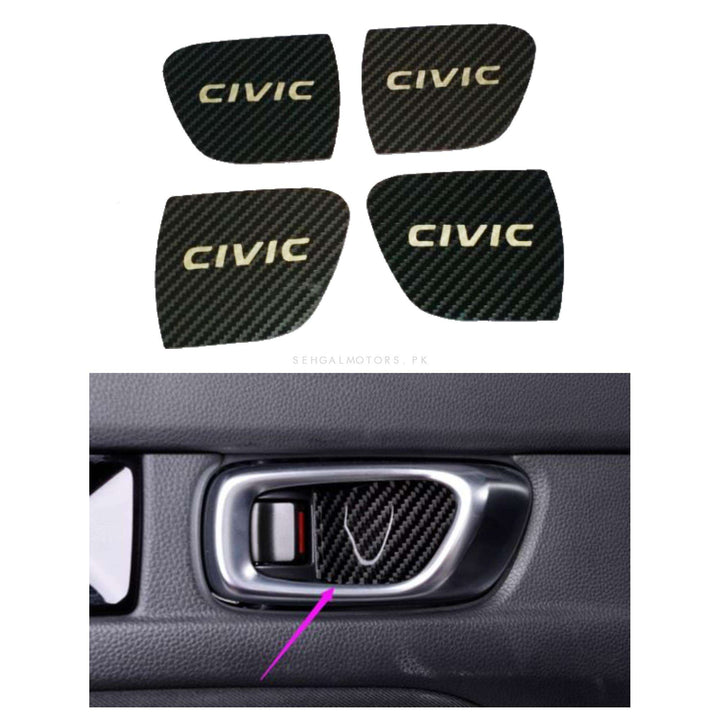 Honda Civic Inner Door Handle Bowl Protector Carbon Fiber - Model 2022-2024