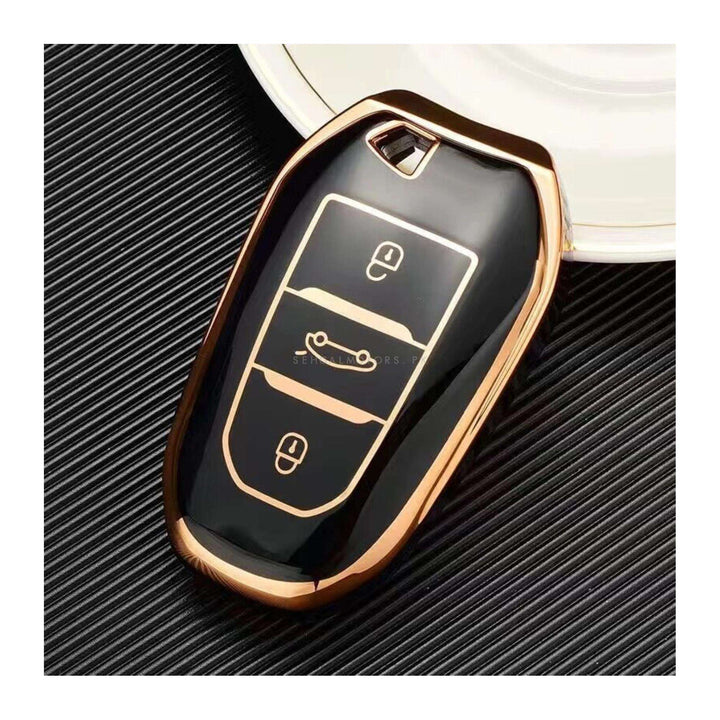 Peugeot 2008 TPU Plastic Protection Key Cover 3 Button Black - Model 2022-2024