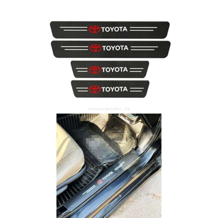 Toyota Logo Side Door Edge Guard Door Sill Scuff Plate Protection Strips Carbon Fiber