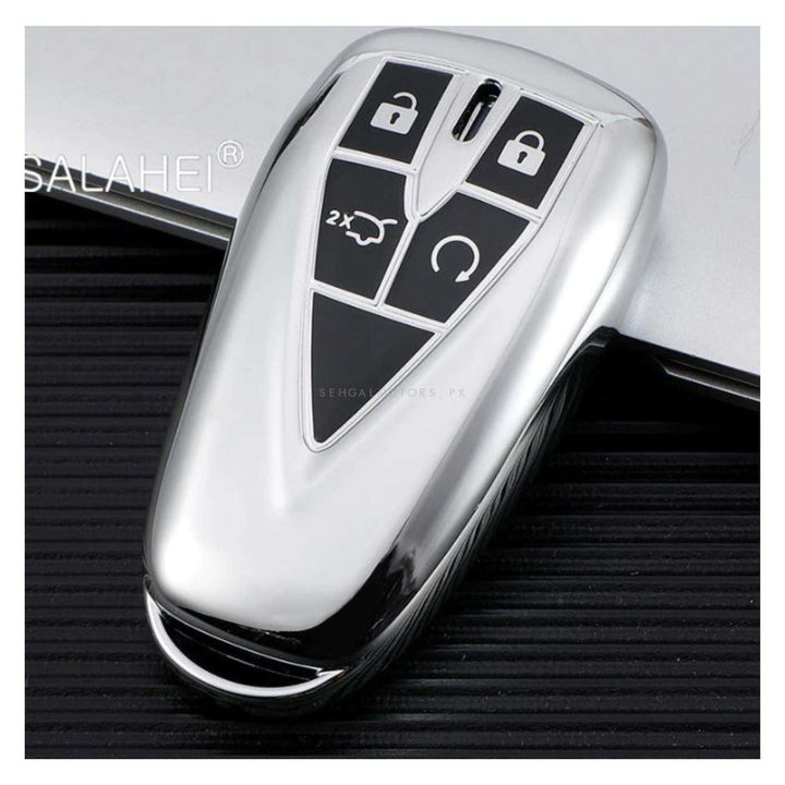 Changan Oshan X7 Jade TPU Plastic Protection Key Cover 4 Buttons Chrome With Black - Model 2022-2024