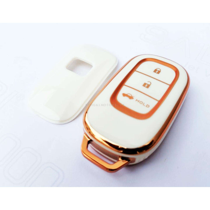 Honda Civic TPU Plastic Protection Key Cover White 3 Button - Model 2022-2024