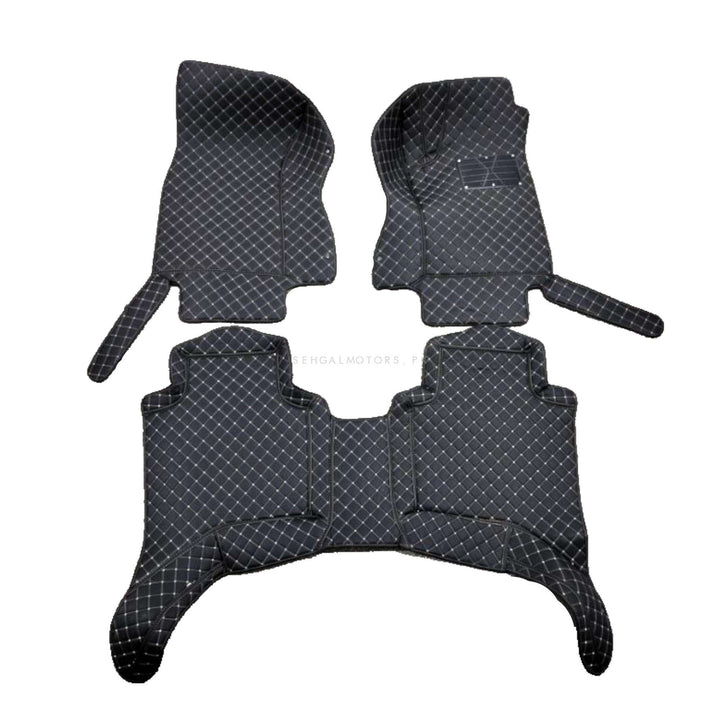 Toyota Hilux Vigo 7D Stitched Floor Mat Black Multi Color Thread 3 Pcs - Model 2005-2016