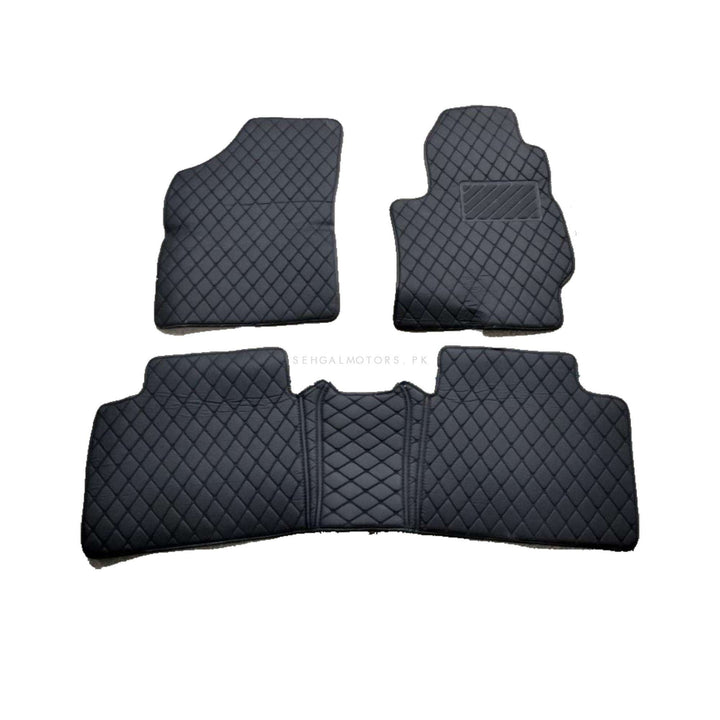 Toyota Corolla 7D Eco Floor Mat Black Stitched Multi Color Thread 3 Pcs - Model 2014-2021