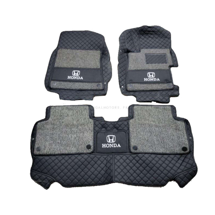 Honda Civic 10D Floor Mats Mix Thread Black With Grey Grass With Logo 3 Pcs - Model 2012-2016