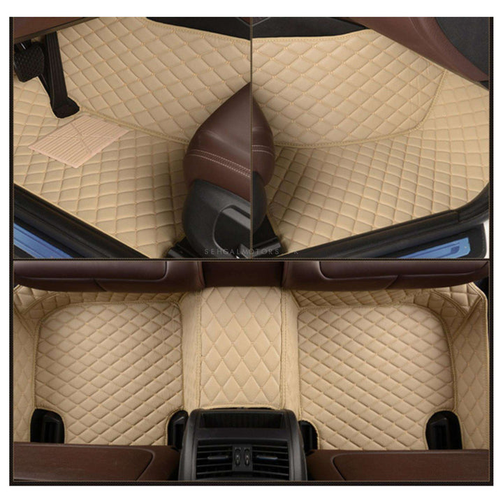 Toyota Fortuner 7D Stitched Floor Mat Beige 5 Pcs - Model 2016-2022