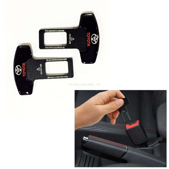 Toyota Mini Metal Seat Belt Clip Black - Pair