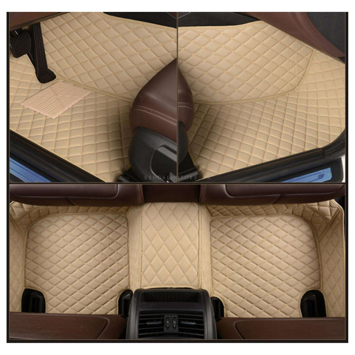 Toyota Land Cruiser LC200 7D Floor Mats Beige With Multi Stitch 3 Pcs - Model 2015-2022