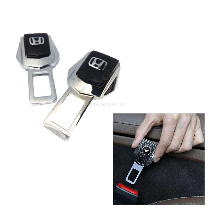 Honda Leather Logo Seat Belt Clip Black Chrome Version 2