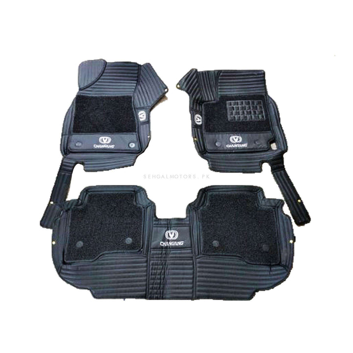 Changan Alsvin 10D Lining Floor Mats Mix Thread Black With Black Grass 3 Pcs - Model 2021-2024