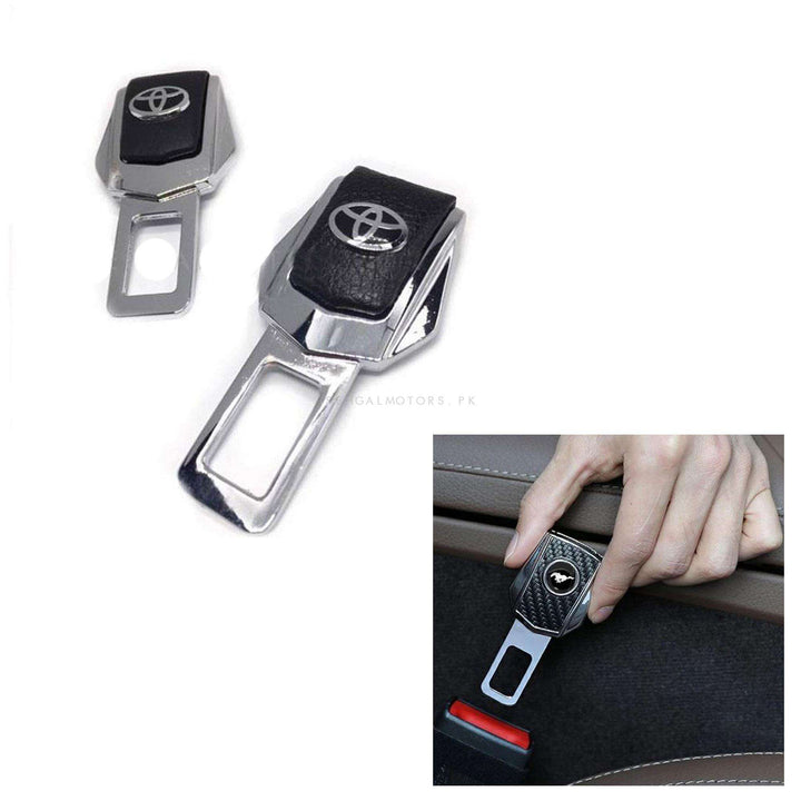 Toyota Leather Logo Seat Belt Clip Black Chrome Version 2