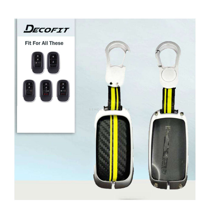 Honda Civic Metal Key Shell Case Cover Silver With Carbon Fiber