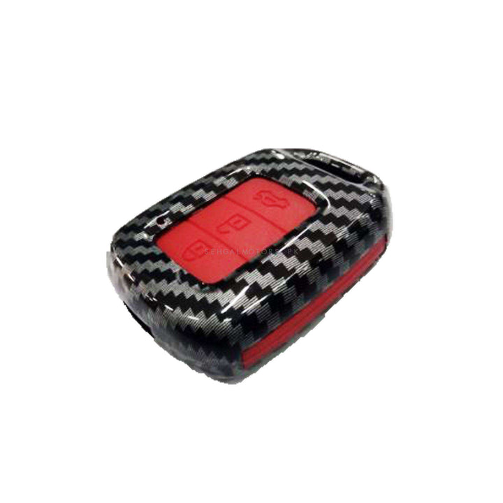 Honda City Plastic Protection Key Cover Carbon Fiber With Red PVC - Model 2021-2022