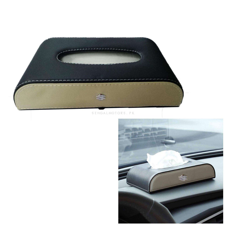 Suzuki Logo Car Tissue Holder Case Box 5CM Black Beige