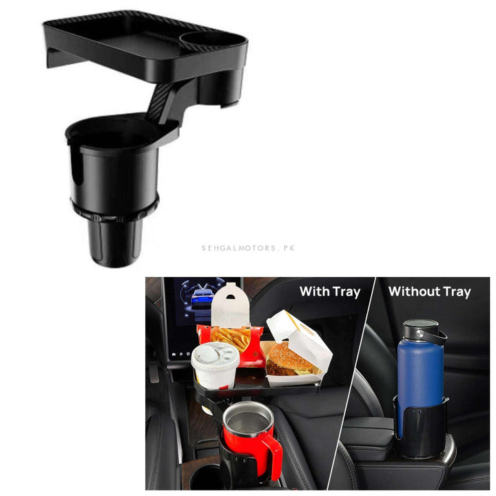 Multi Purpose Car Cup Holder With Table Tray - Large