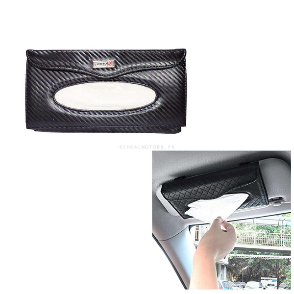 Car Sunvisor Tissue Box Slim Style Carbon Fiber Black