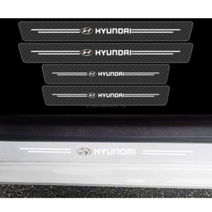 Hyundai Logo Door Sill Scuff Plate Protection Strips Transparent