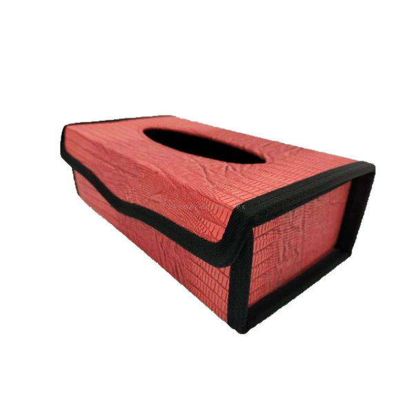 Car Leather Style Tissue Holder Case Box - Red