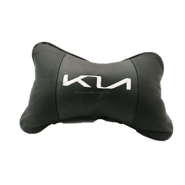 KIA New Logo Neck Rest Headrest Pillow Cushion Black - Pair